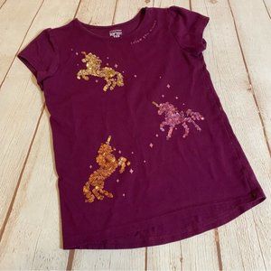 Jumping Beans Softest Tee Sequin Unicorns Magenta Purple Tee Shirt